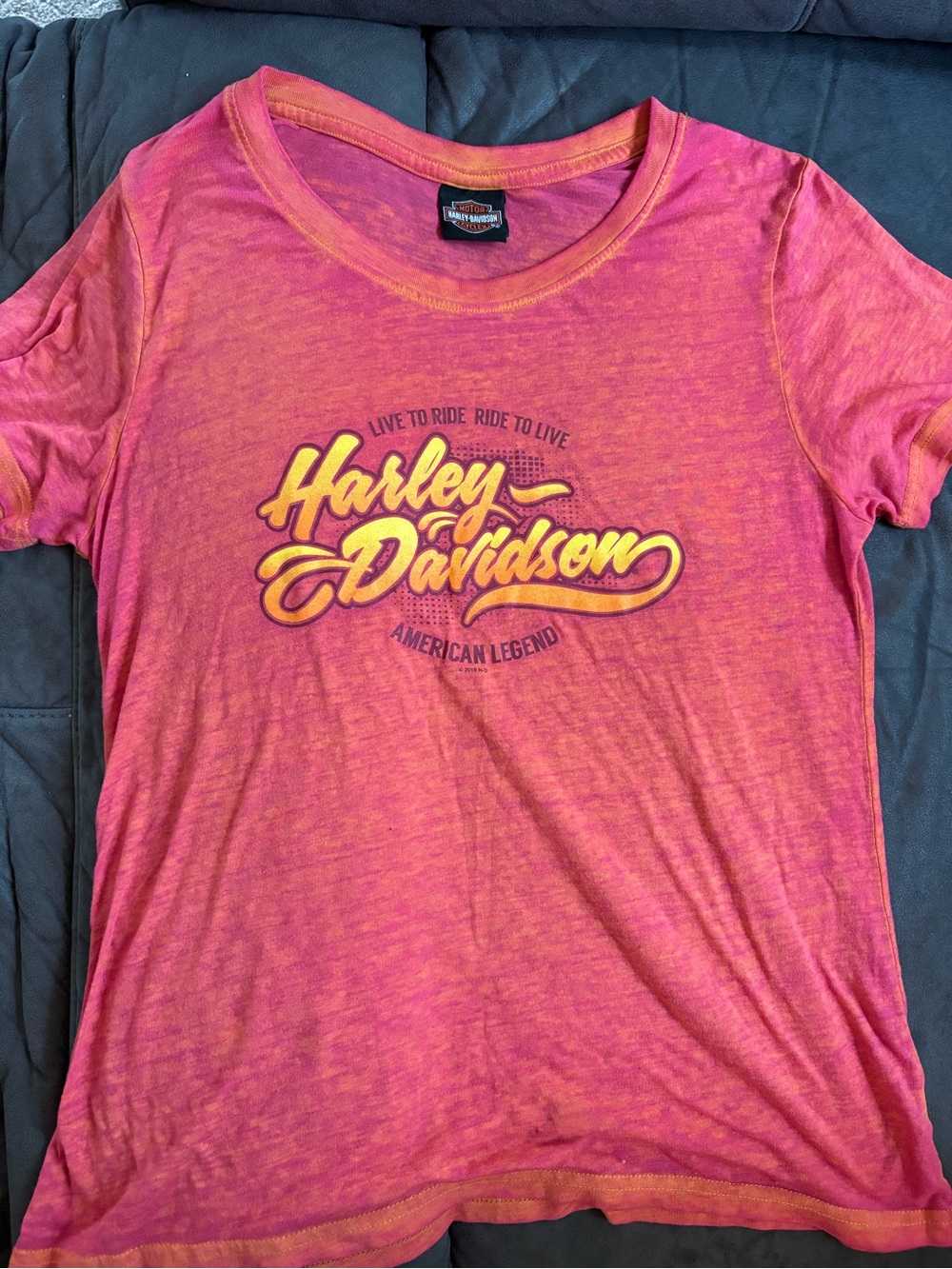 Harley-Davidson Pink and Yellow Gradient Logo Tee